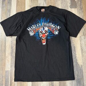 Harley-Davidson Black Graphic T-Shirt Clown Illinois Large